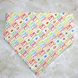 HAND CRAFTED Bandana Happy Birthday Dog Pet Scarf Accessory Colorful Print